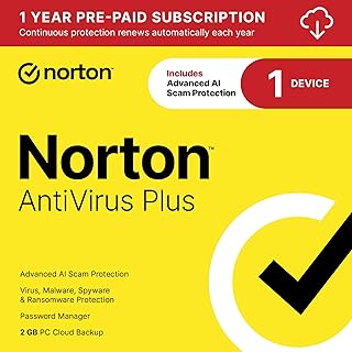 Norton AntiVirus Plus 2026 Ready, Antivirus software for 1 Device with Auto-Renewal – Includes Advanced AI Scam Protecti