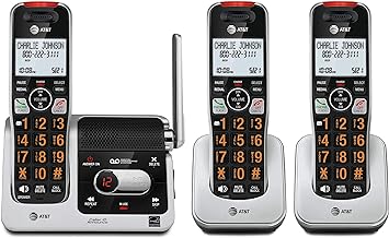 AT&T BL102-3 DECT 6.0 3-Handset Cordless Phone for Home with Answering Machine, Call Blocking, Caller ID Announcer, Audi