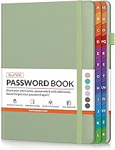 SUNEE Password Book with Colorful Alphabetical Tabs, Password Books for Seniors, Password Keeper Book for Computer and I