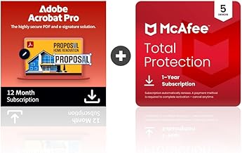 Adobe Acrobat Pro + McAfee Total Protection 5-Device Software Bundle | Create, Edit, E-Sign PDFs | Antivirus Software, S