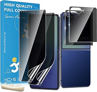 4 Pack for Samsung Galaxy Z Flip 7 Privacy Screen Protector, 2 Pac Inside Anti-Spy Soft Film + 2 Pac Front Anti-Spy Glas